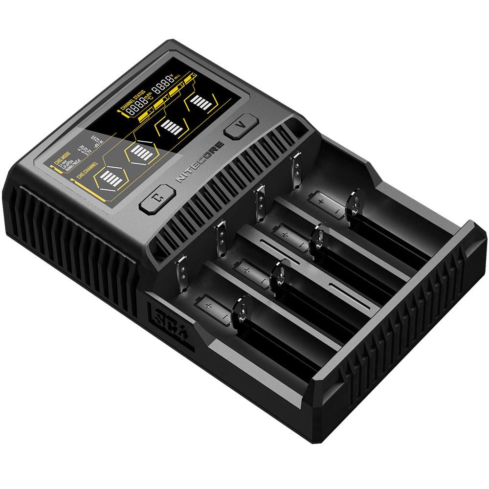 Зарядний пристрій універсальний Nitecore SC4 Ni-Cd/Ni-Mh/Li-Ion/IMR/LiFePO4 3,6-4,35V/3A LCD display 220/12V (25994135)