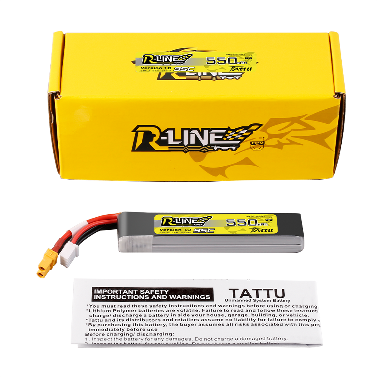 Акумулятор Tattu 550 mAh 2S 95C 7,4 V 2S батарея з роз'ємом XT30 та піковою потужністю 190C (445274) - фото 5