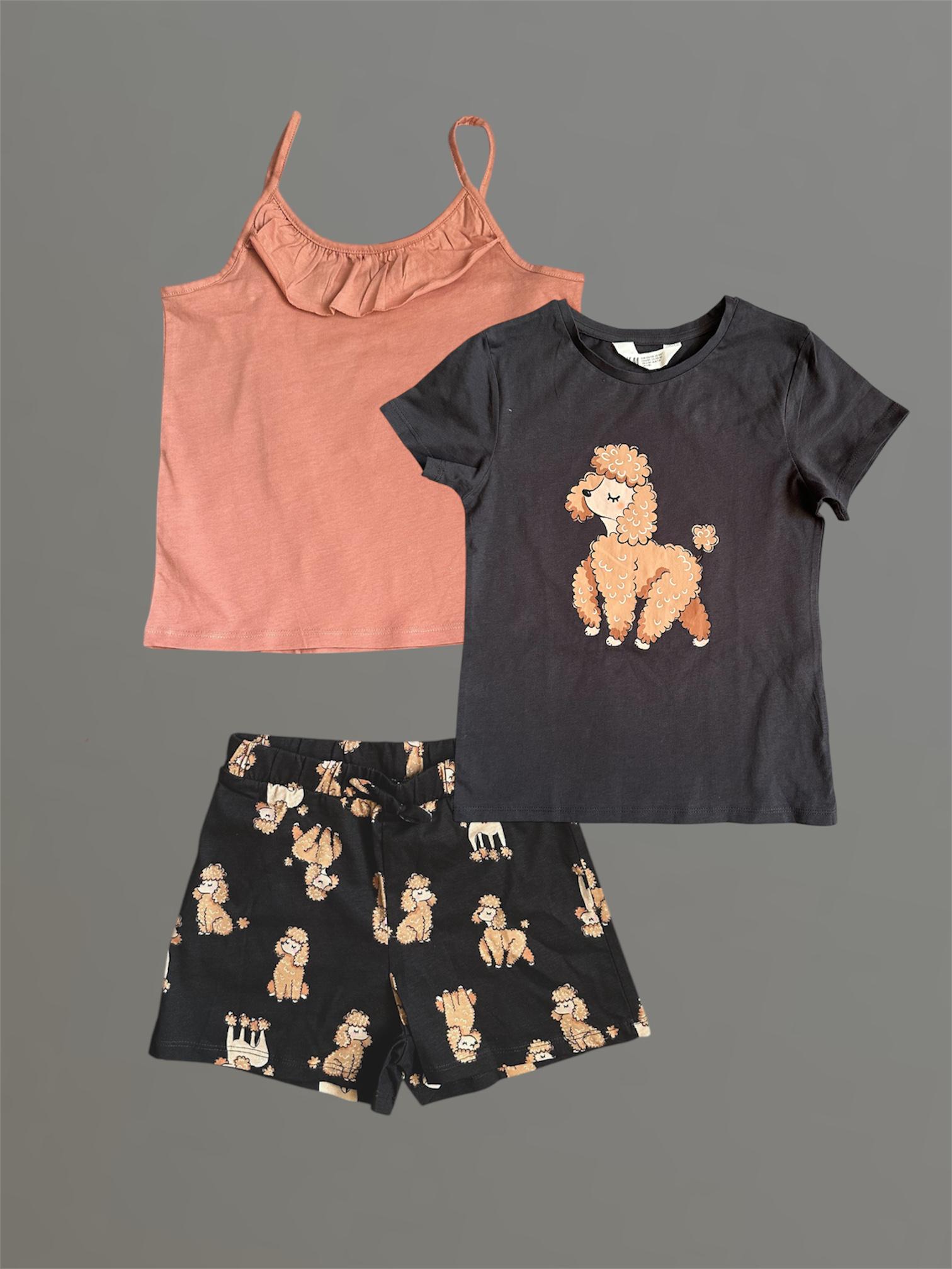 Комплект H&M футболка/шорты/майка 6/8 лет 122-128 см Серо-коричневый (24439420)