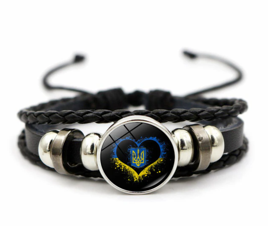 Браслет шкіряний Тризуб України на шнурівці (20282737)