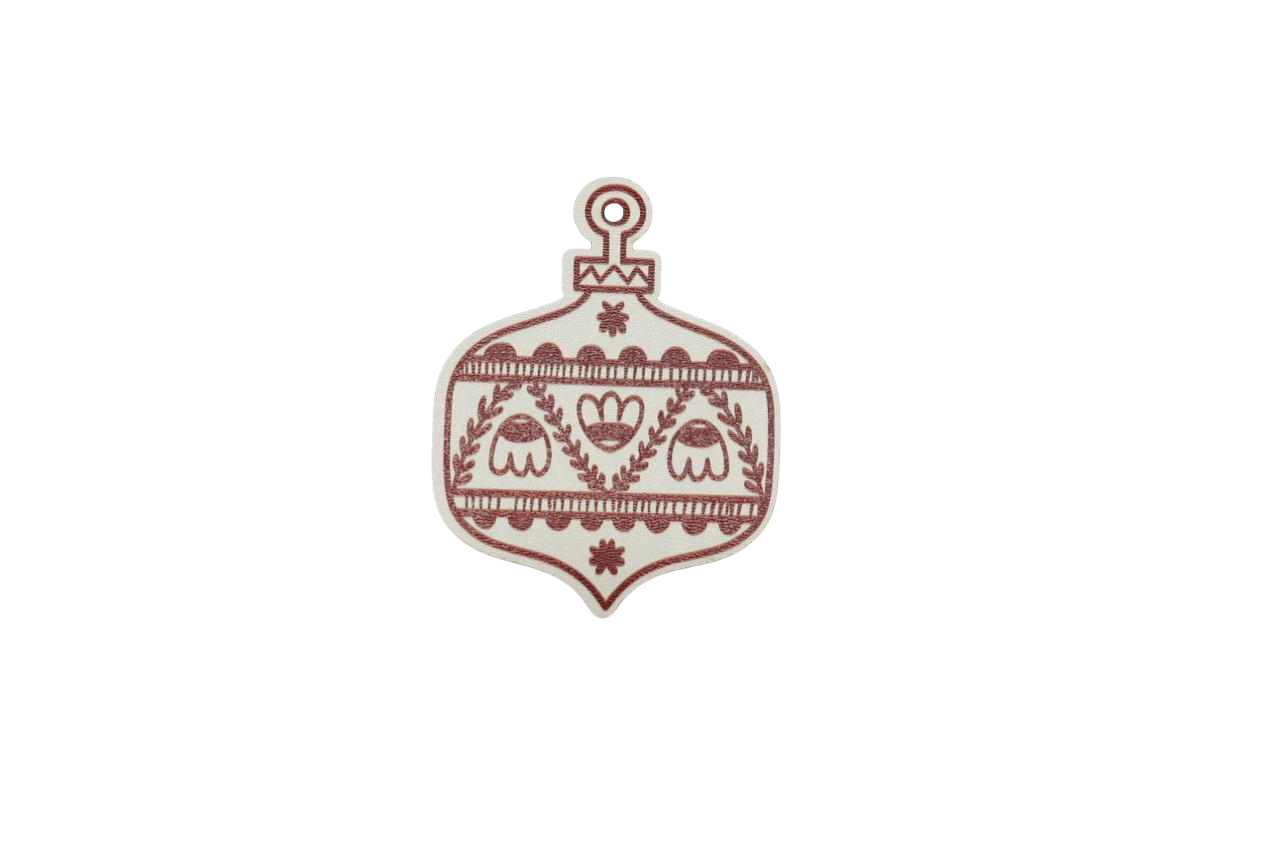 Игрушка с УФ-печатью Елочный шар на елку 9х7 см Белый с коричневым (НР-358)