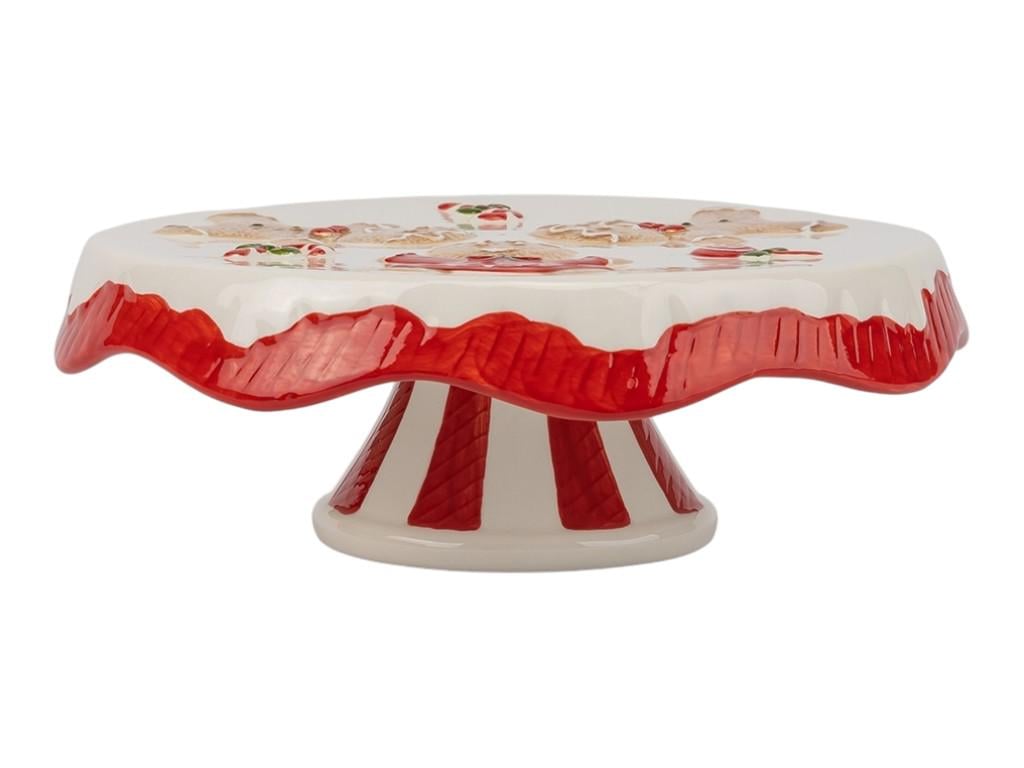 Подставка для торта Веселые пряники из керамики 24 см Красный с белым (150-81-6037-012) Подставка для торта Веселые пряники из керамики 24 см Красный с белым (150-81-6037-012)