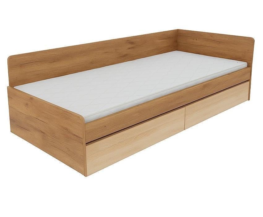 Кровать с ящиками Эверест 800 сплошной щит 80x190 см Крафт золотой/Дуб сонома (ЕВ20739.34)