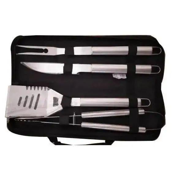 Набір аксесуарів для барбекю 4 предмети в сумці з ручками вилка лопатка ніж та щипці з нержавіючої сталі