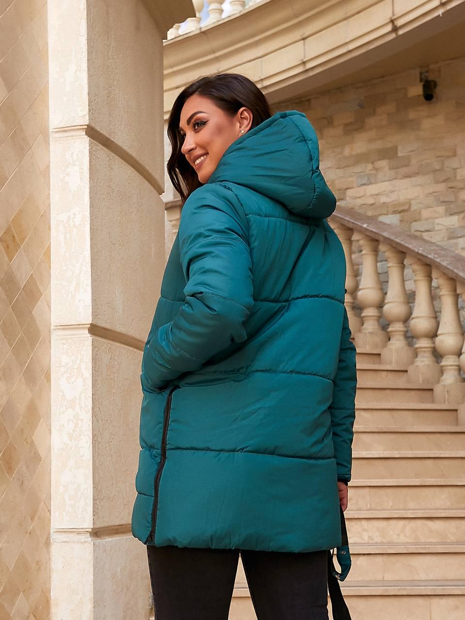 Пуховик короткий Aiza на заклепках та блискавці А060 р. 54-56 Пляшковий - фото 3 Пуховик короткий Aiza на заклепках та блискавці А060 р. 54-56 Пляшковий - фото 3