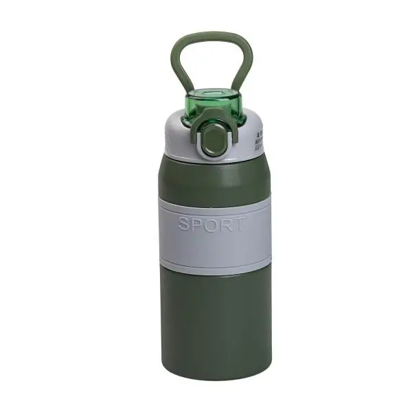 Термос с ручкой Sport YIWU из нержавеющей стали с мундштуком 600 мл Зеленый (147-107-HP-14-5GR) - фото 2