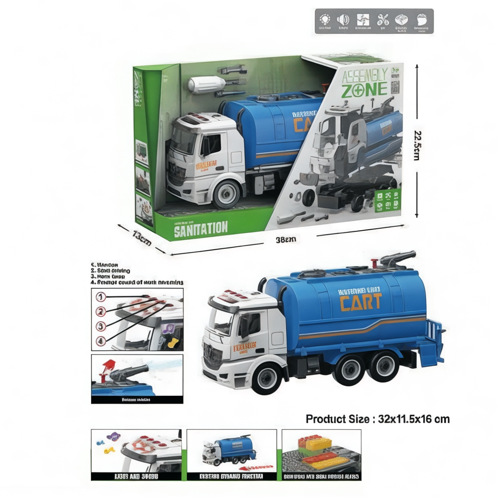 Машинка-конструктор Спецтехніка YW9082С Водовоз у коробці (113620) - фото 3