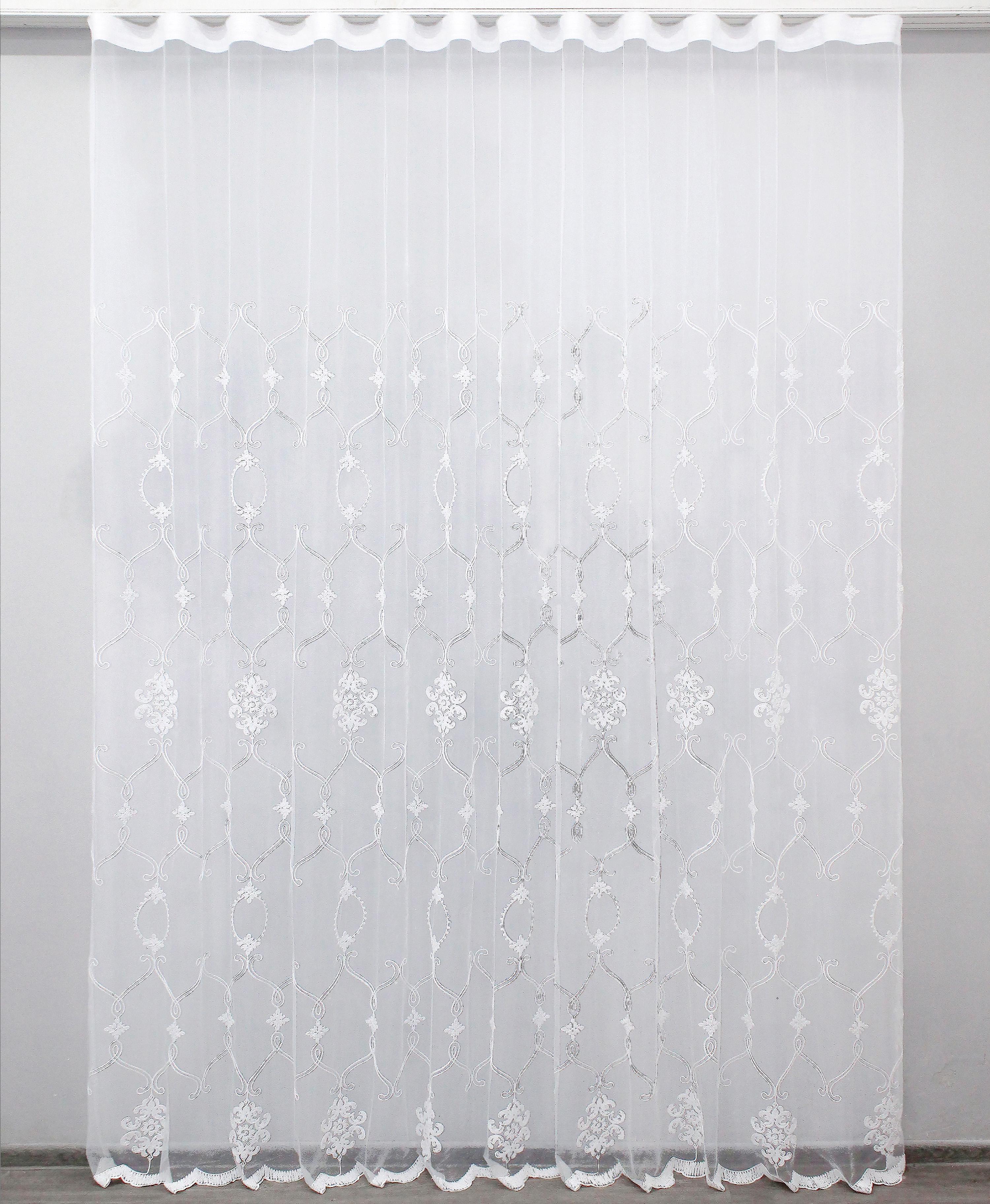 Тюль VR-Textil 1350т Фатин с вышивкой 300х270 см Белый (42-0074)