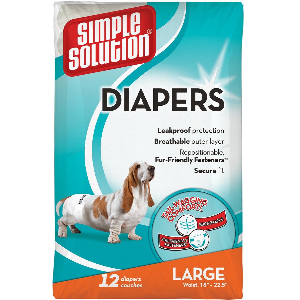 Подгузники гигиенические Simple Solution Disposable Diapers Large для крупных пород собак 12 шт. (ss10585) Подгузники гигиенические Simple Solution Disposable Diapers Large для крупных пород собак 12 шт. (ss10585)