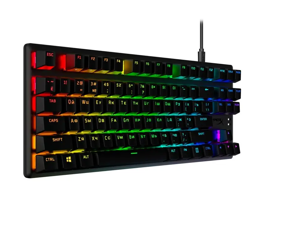 Клавиатура HyperX Alloy Origins Core PBT Red USB RGB ENG/RU Black - фото 2