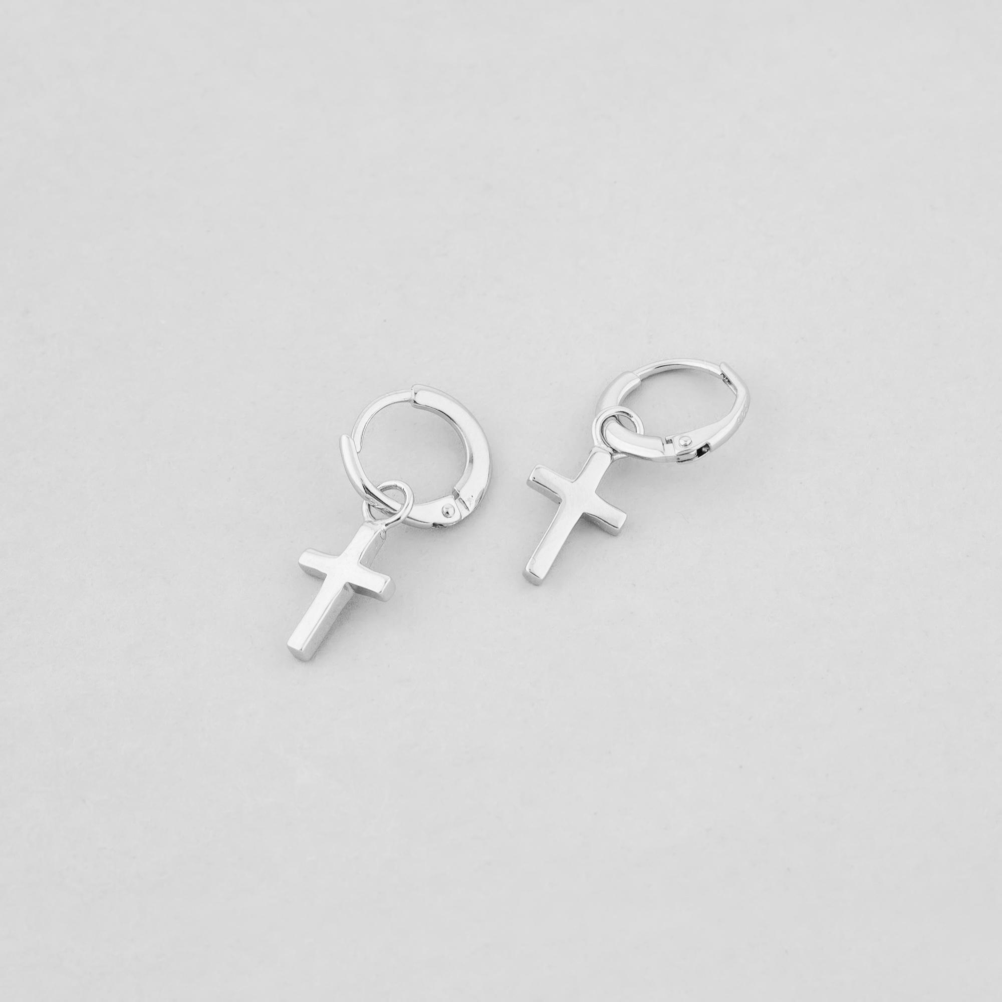 Серебряные серьги Minimal Крестики (12054)