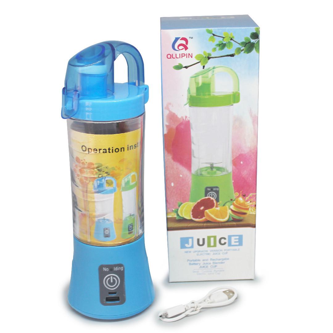 Блендер з поїлкою Juice Smart Cup Fruits QL-602 USB 2 ножа Блакитний (1037) - фото 6