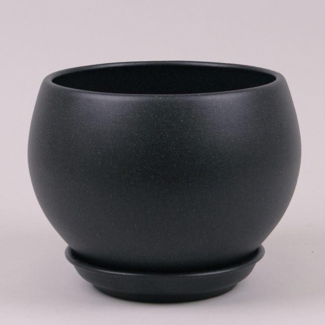 Горшок керамический Flora Шар крошка 0,4 л Черный (10601)