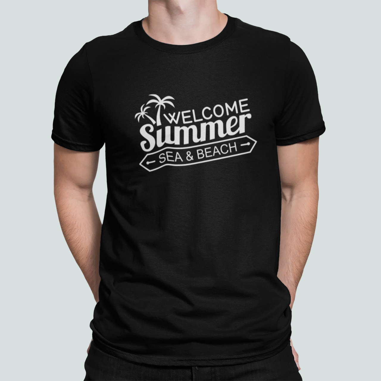 Футболка мужская Stedman с надписью "Welcome Summer" XXL Черный (ПН453-5)