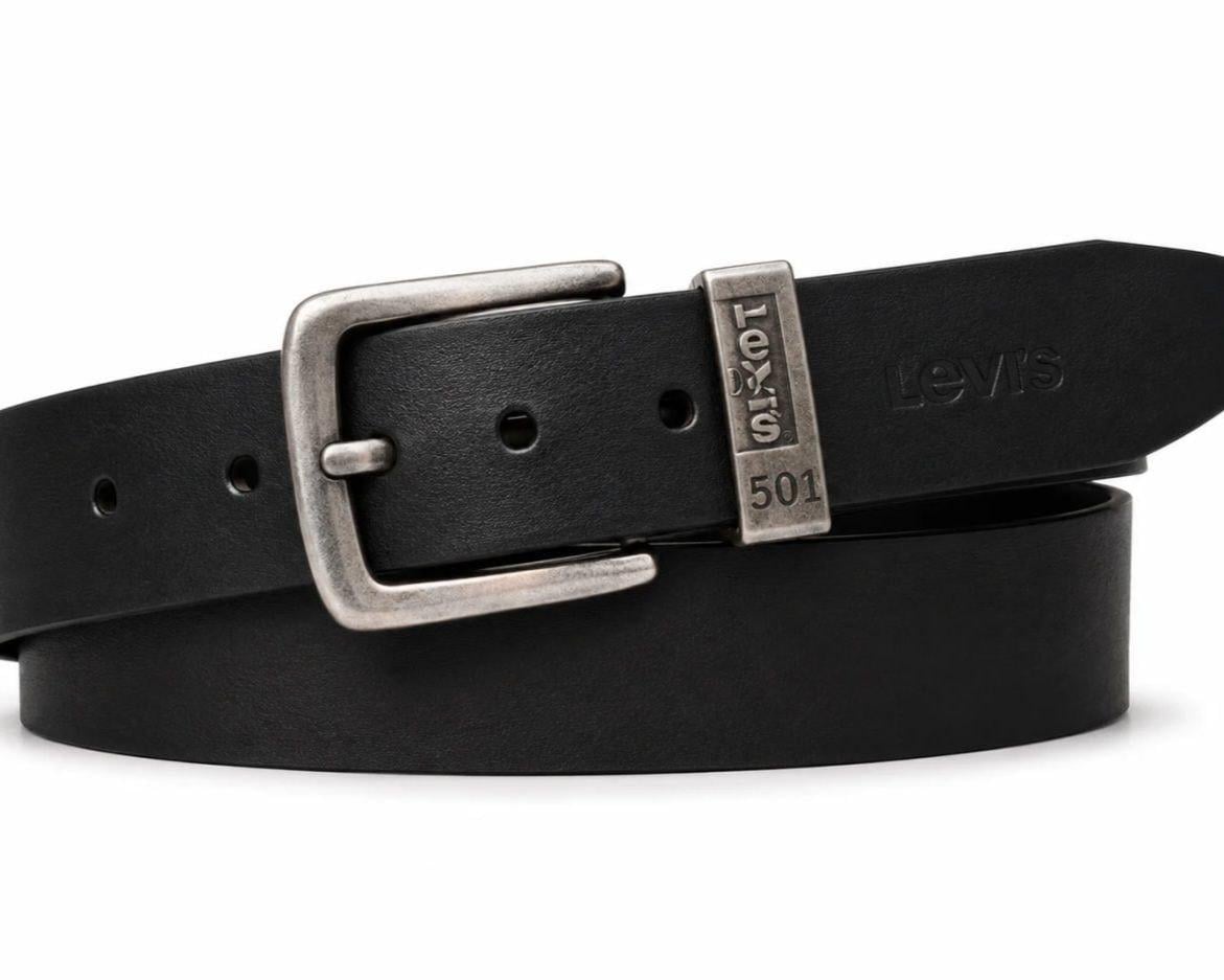 Ремінь чоловічий шкіряний в стилі LEVIS 115 см Чорний (lev41_03)