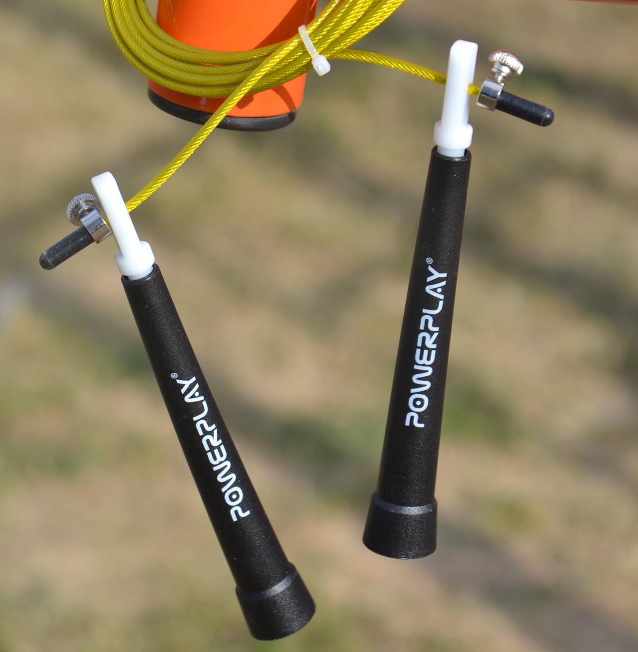 Скакалка скоростная PowerPlay 4202 Ultra Speed Rope 2,9 м Желтый - фото 8