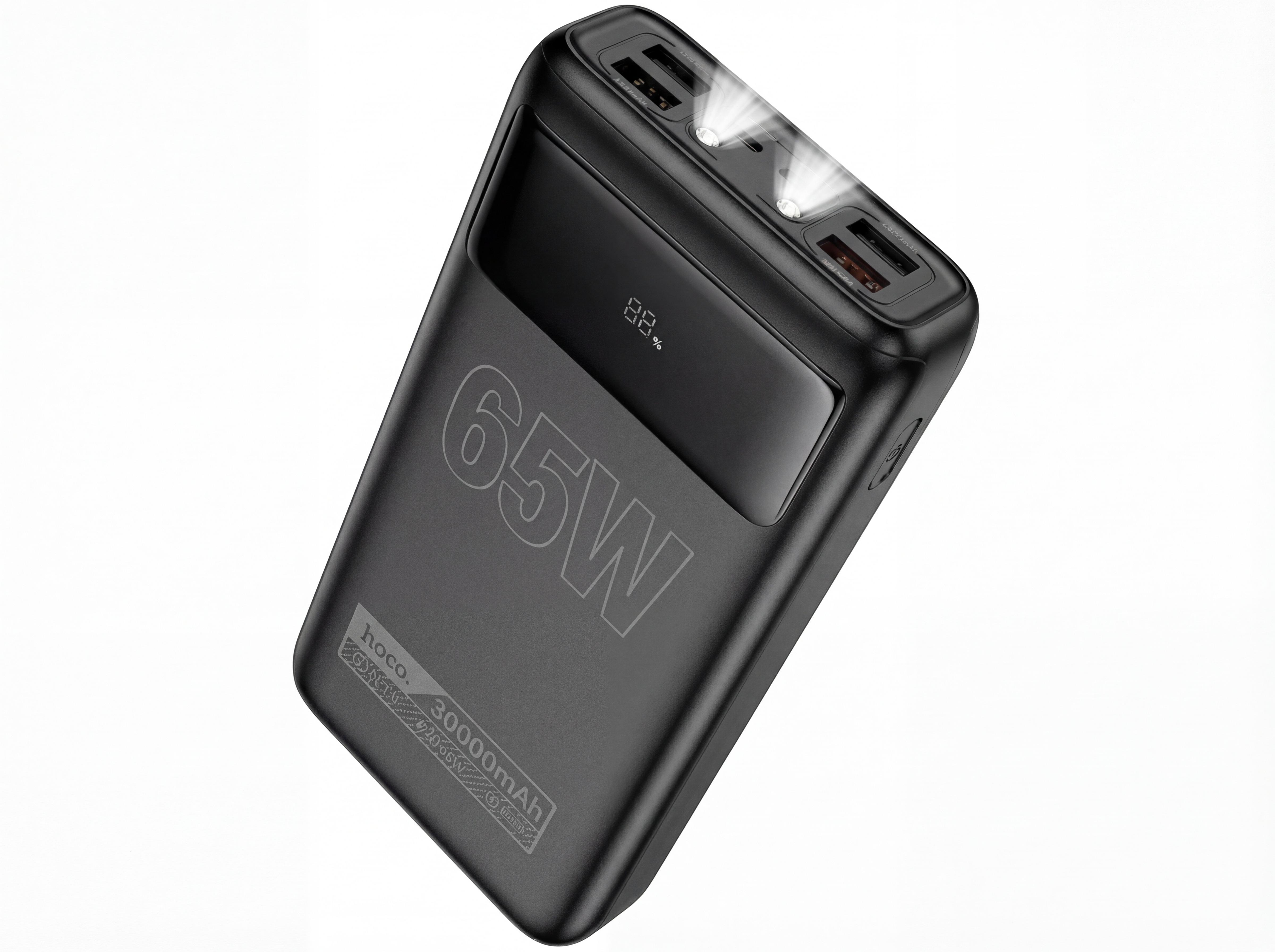 Повербанк Hoco 30000 mAh 65W фонарик 4хUSB/2хType-C Черный (511261)