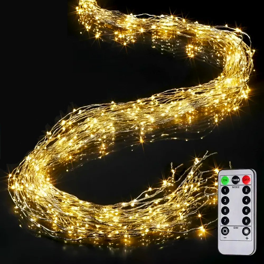 Гирлянда Конский хвост от USB 5 м 1000LED 20 нитей пульт Теплый белый (30874640)