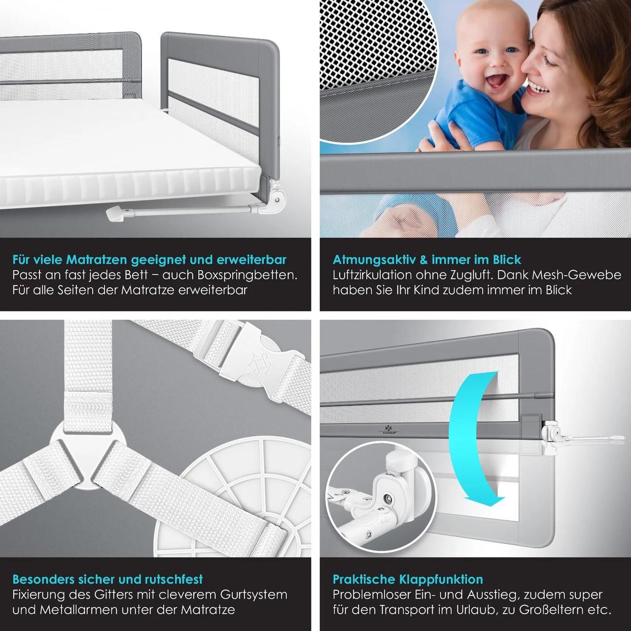 Огородження дитячого ліжка KESSER 200 см Світло-сірий - фото 6