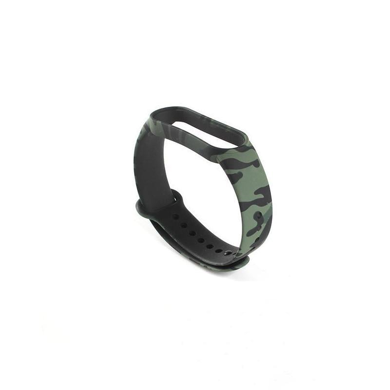 Ремешок Xiaomi Mi Smart Band 7/6/5 силиконовый с рисунком Камуфляж Черный/Темно-зеленый (1976P)
