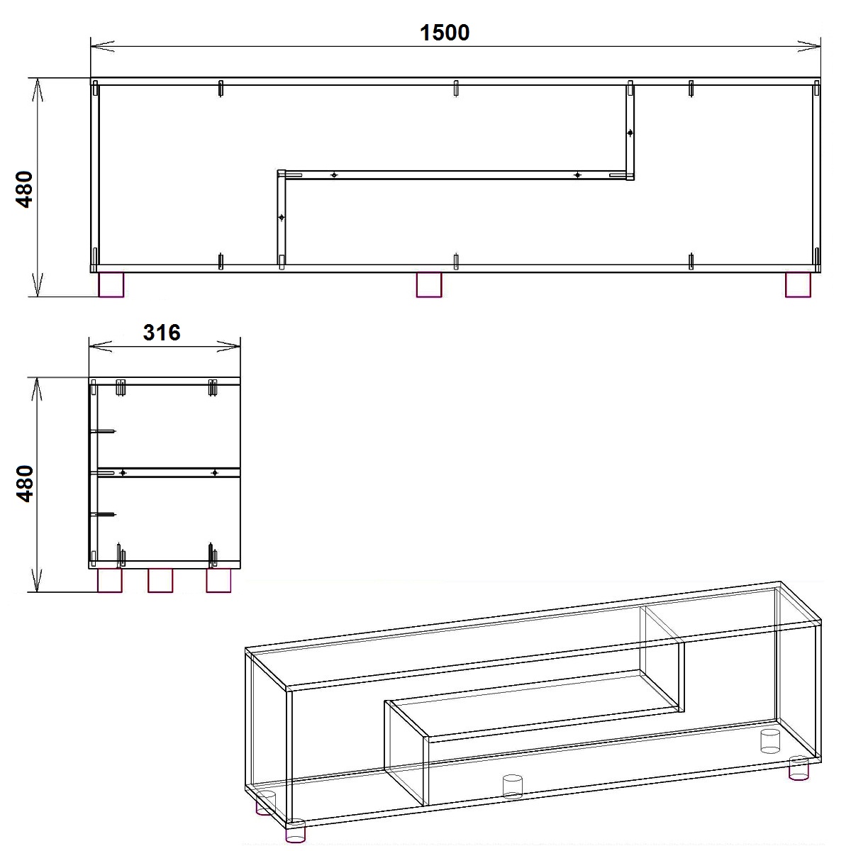Тумба для телевізора Компаніт МГ-4 ТВ-2 Дуб сонома + Німфея альба (білий) - фото 2 Тумба для телевізора Компаніт МГ-4 ТВ-2 Дуб сонома + Німфея альба (білий) - фото 2
