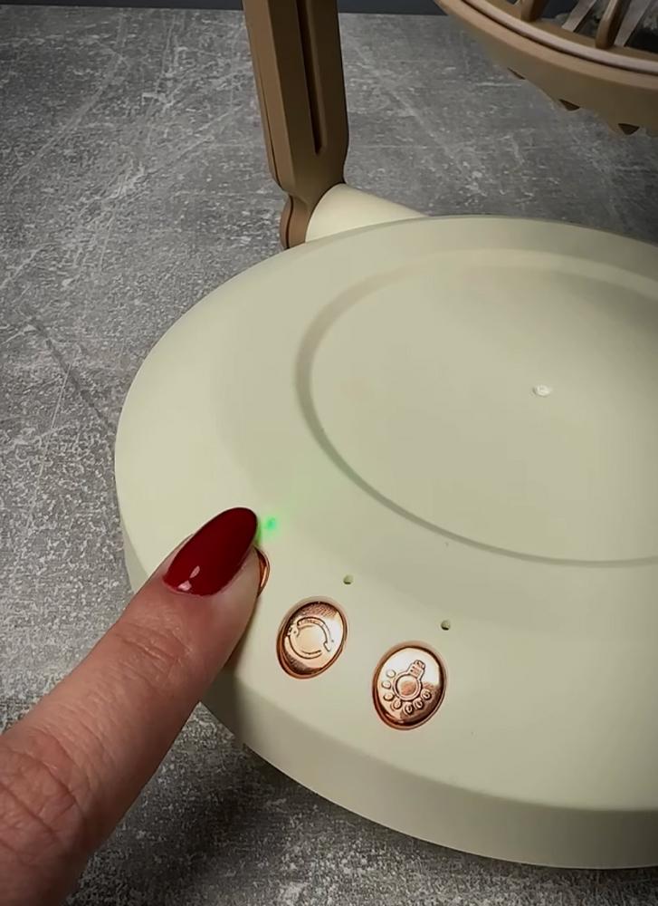 Вентилятор настільний на акумуляторі USB Type-C 1200 мАг 3 швидкості LED підсвітка Коричневий (27418614) - фото 9