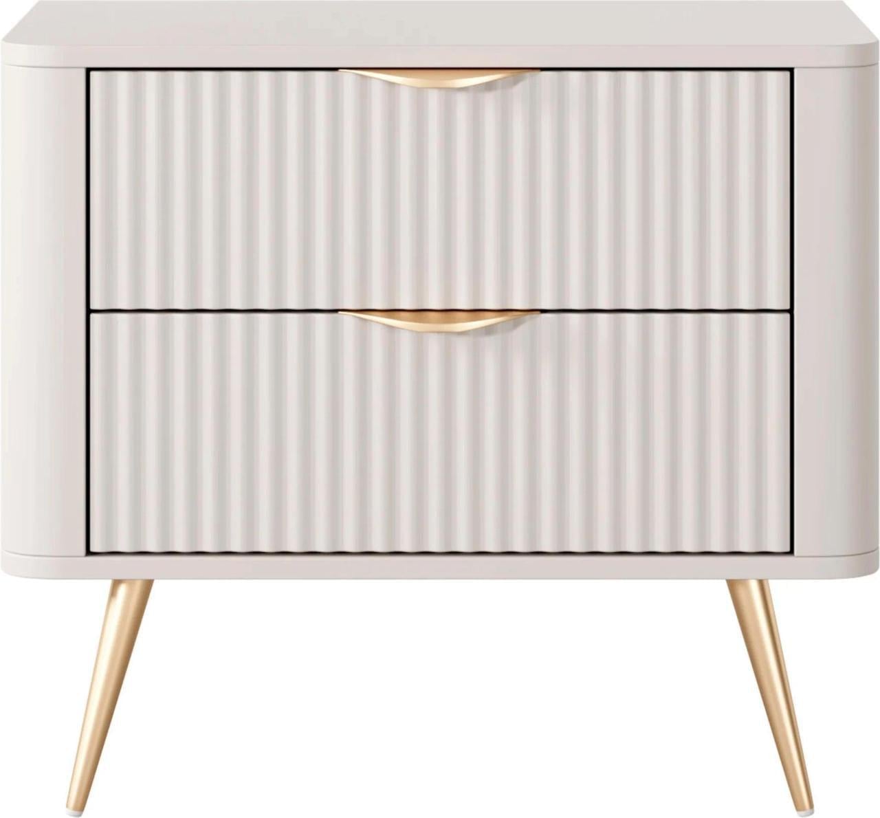 Тумбочка прикроватная Sofia 2 ящика Beige ribbed (13698)
