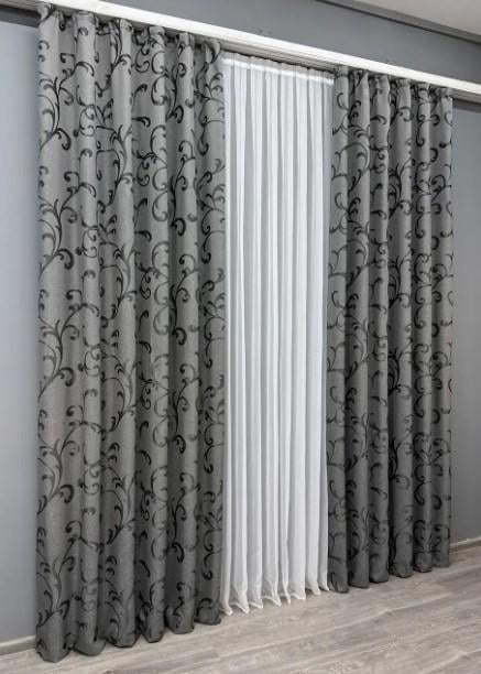 Тканина для штор Allure жакард з люрексовою ниткою Сірий (1618ш) - фото 4 Тканина для штор Allure жакард з люрексовою ниткою Сірий (1618ш) - фото 4