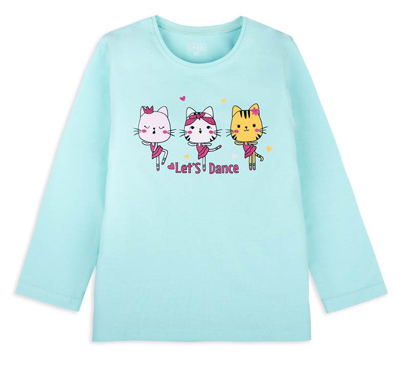 Футболка дитяча бавовняна з довгим рукавом для дівчинки Gabbi FT-20-1-2 86 см Ментоловий (12011)