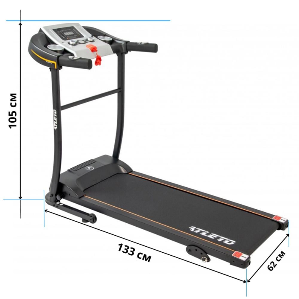 Беговая дорожка Atleto A9 на 12 программ до 110 кг складная Черный (132-76-50000009) - фото 9