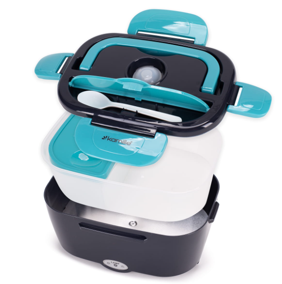 Ланч-бокс електричний Kamille Vizo із двома ємностями 1,5/0,45 л автомобільний Чорний/Блакитний (2170) - фото 3