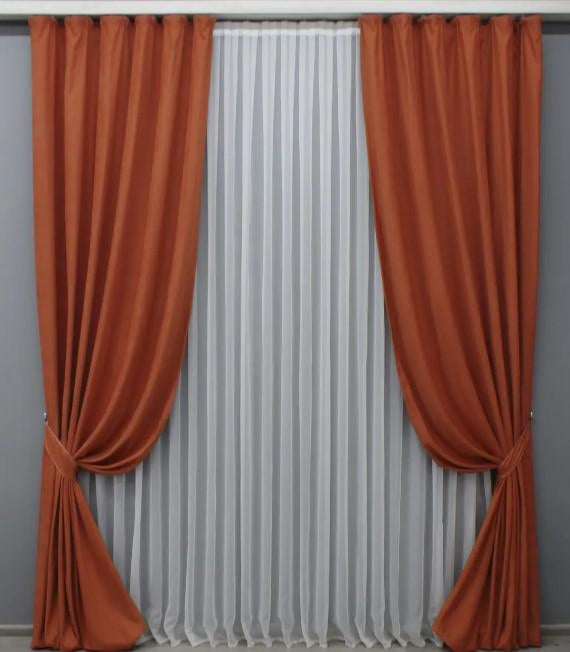 Шторы в гостиную/спальню нубук 1,5х2,9 м Терракотовый (1512ш)