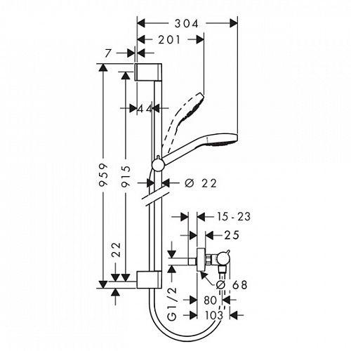 Душевой набор Hansgrohe Croma Select E Vario 26586400 65 см Белый (56809) - фото 2