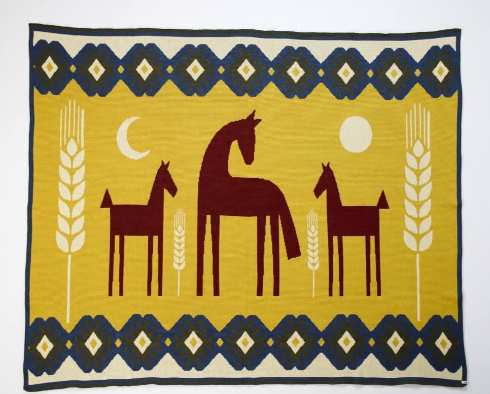 Плед трикотажний Родина коників Коричневий