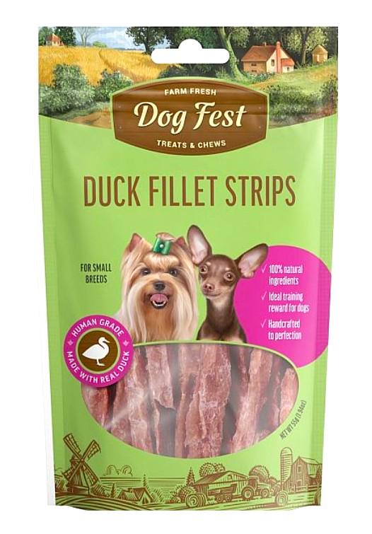 Ласощі для собак малих порід Dog Fest смужки з качиного філе 55 г (9519)