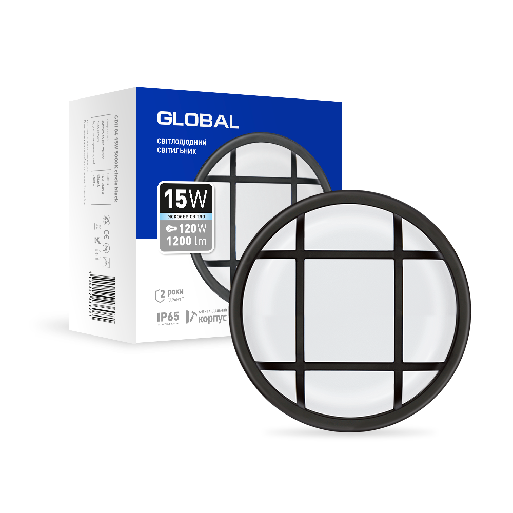 LED-світильник антивандальний Global 1-GBH-04-1550-C 15W 5000K (27568133)