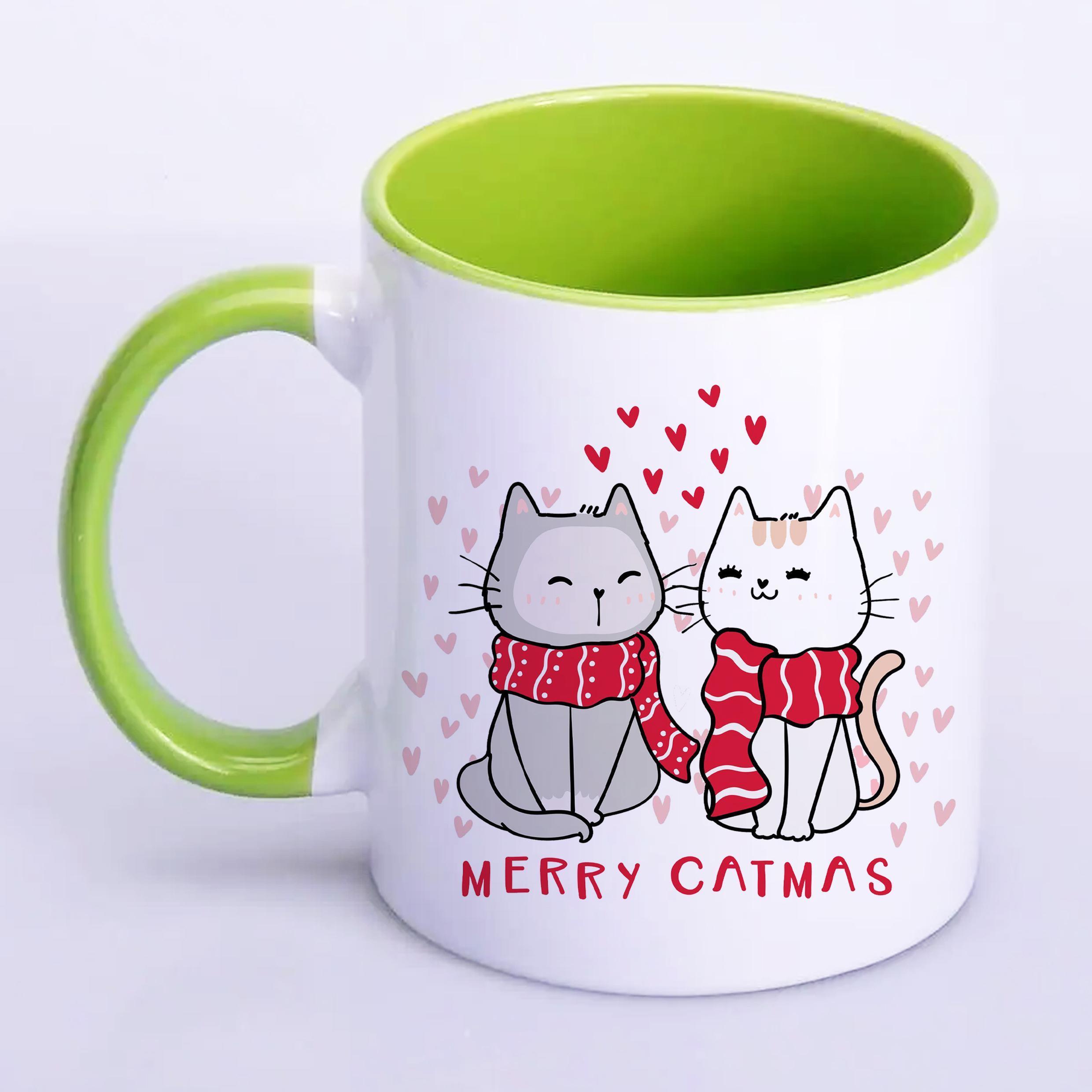 Чашка с печатью Merry Catmas 330 мл Салатовый (21403)