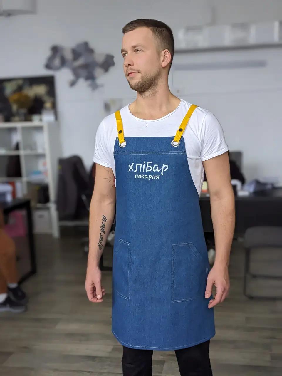 Фартук рабочий джинсовый для бариста VSETEX Muffin Jeans с карманами и ремнями (VT1150) - фото 8 Фартук рабочий джинсовый для бариста VSETEX Muffin Jeans с карманами и ремнями (VT1150) - фото 8