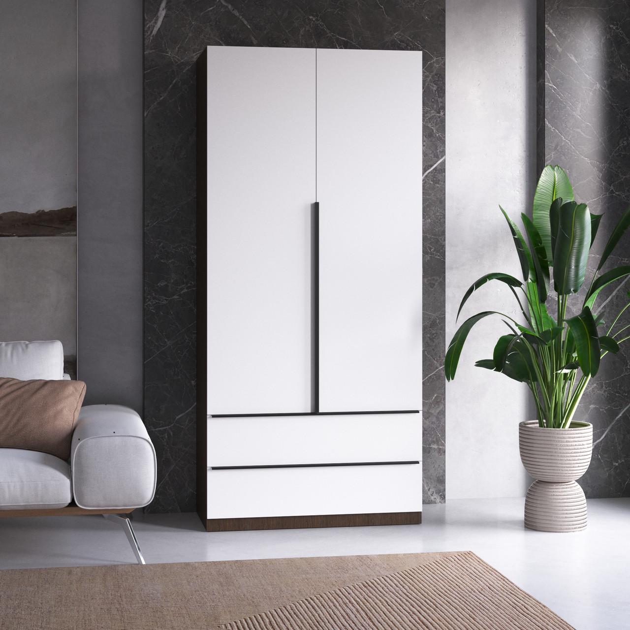 Шкаф гардеробный Вайс M-30 1000х500х2195 мм Венге Темный/Белый фасад (30827499) - фото 1 Шкаф гардеробный Вайс M-30 1000х500х2195 мм Венге Темный/Белый фасад (30827499) - фото 1