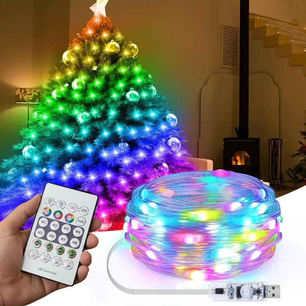 Гирлянда от USB 20 м 200 LED с пультом Разноцветный (234588390) - фото 8