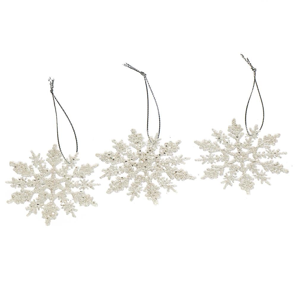 Набір ялинкових іграшок Сніжинки пухнасті 3 шт. (006NZ)