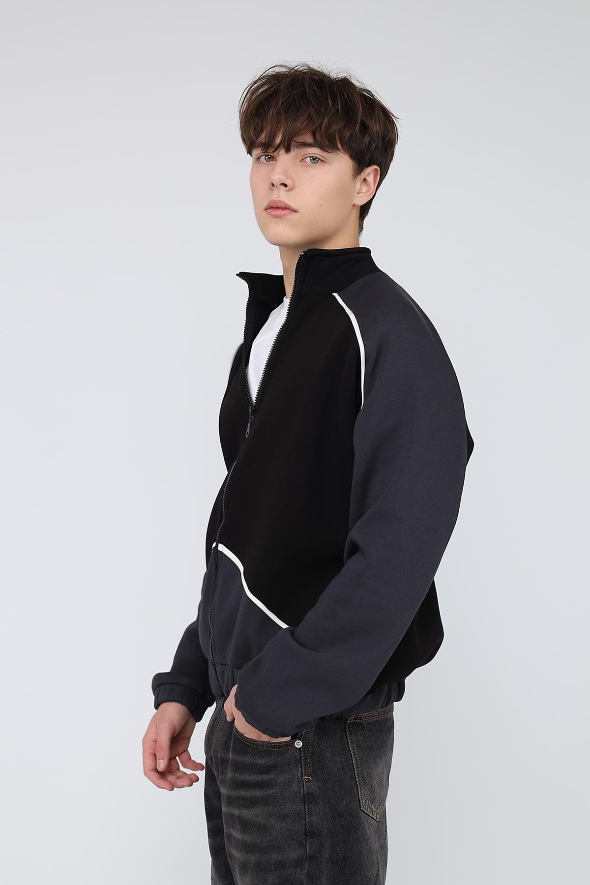 Толстовка на молнии мужская Yuki ЦБ-00286623 р. 46 Черный (SKT001090828)
