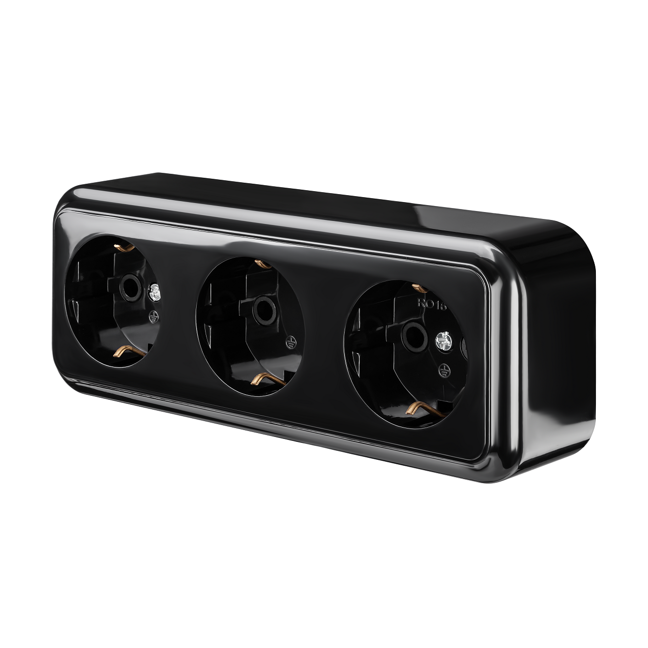 Розетка трехместная MARSHEL MAGLEV RO16-251 с заземлением Black (RO16-251 Black)