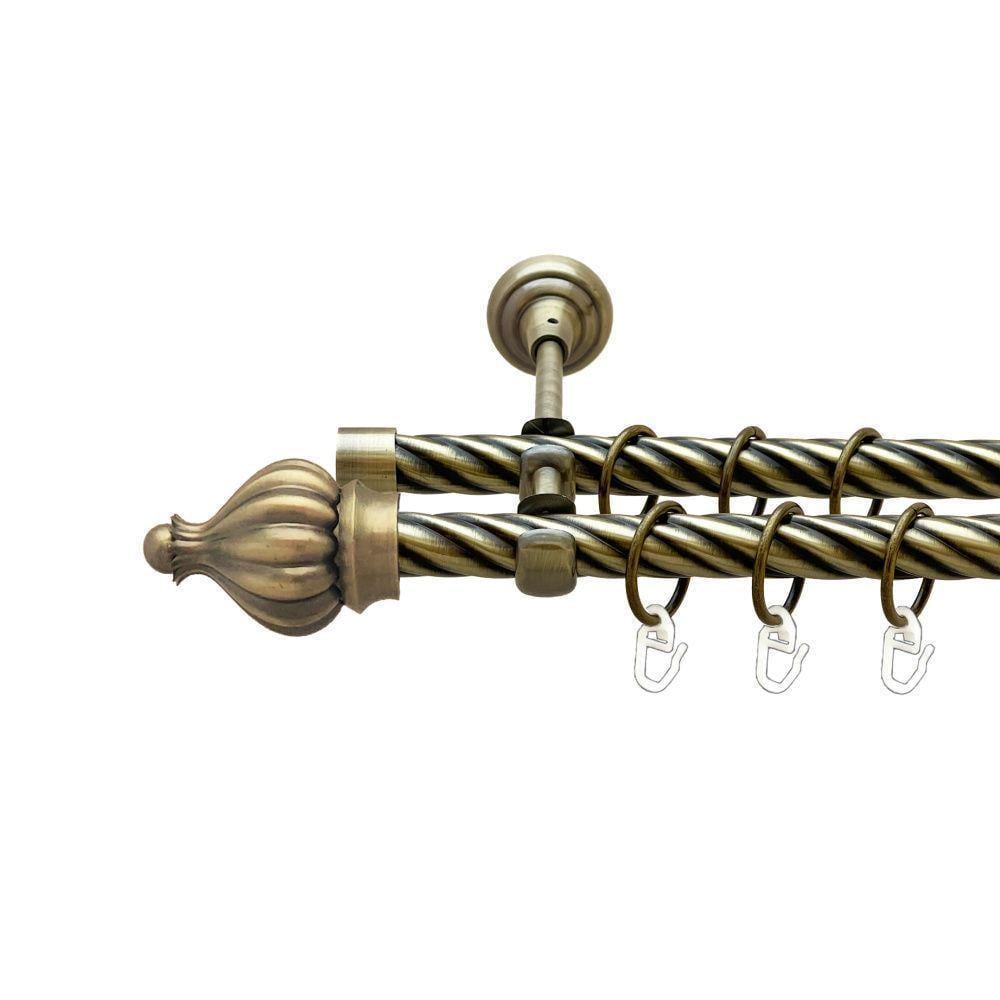 Карниз металлический Orvit Таджа двухрядный открытый/скрученная труба/кольцо металлическое Антик 19/19 мм 200 см (00-00022250)