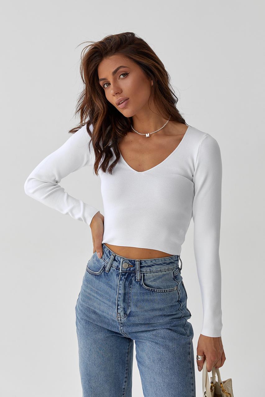 Лонгслив короткий Hot Fashion S Белый (9441248)