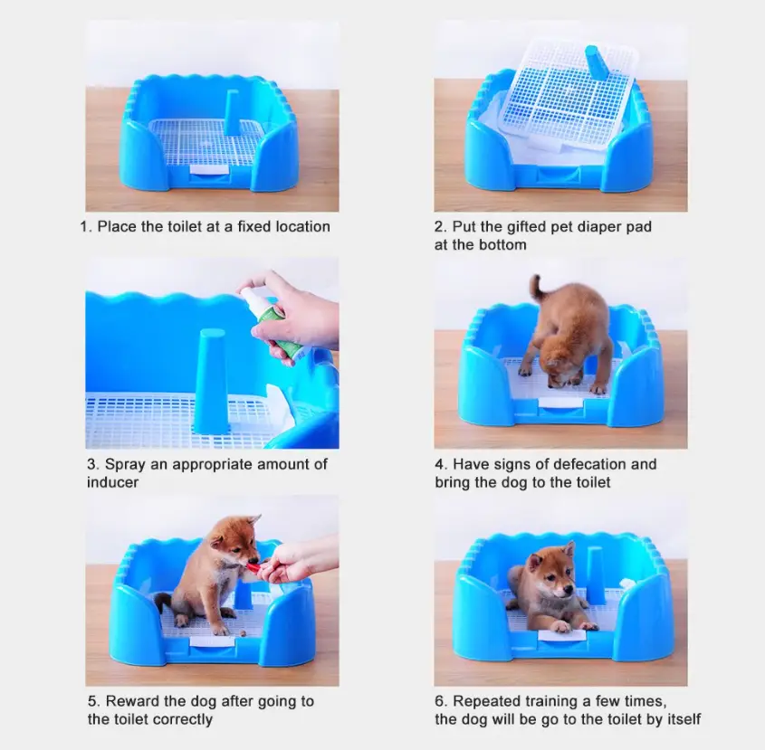 Лоток под пеленку для собак с бортом решеткой и столбиком 41,5х42х14,5 см, Голубой - фото 5