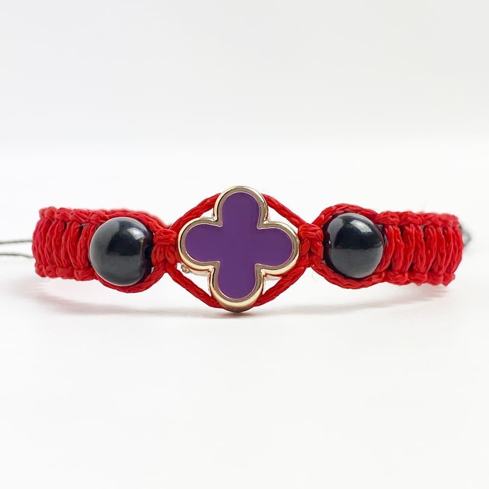 Браслет плетенный с цветным крестиком Фиолетовый (9445)