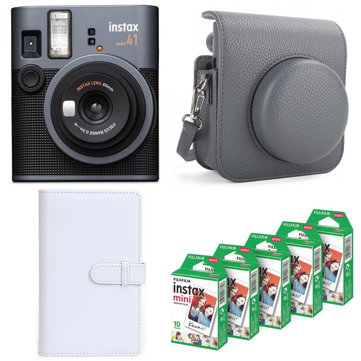 Подарунковий набір фотоапарат Fujifilm Instax Mini 41 фотопапір 50 шт./чохол/фотоальбом на 108 фото Сірий (2728000756)