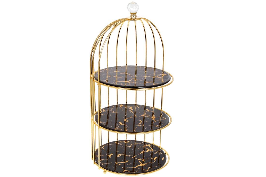 Фарфоровая этажерка в форме клетки для птицы BonaDi Мраморная Роскошь (954-525)