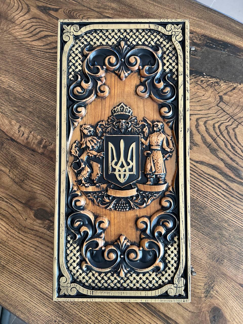 Нарды ручной работы деревянные Герб Украины ясень 48 см (Н-129) Нарды ручной работы деревянные Герб Украины ясень 48 см (Н-129)